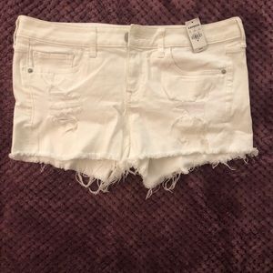 Express White Denim Distressed Shorts